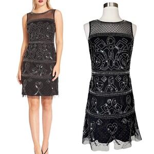 beaded fringe for dresses Primavera Couture 4042 Beaded Embellished Fringe With Stones V-Neck Cocktail Homecoming Dress 18 / Black